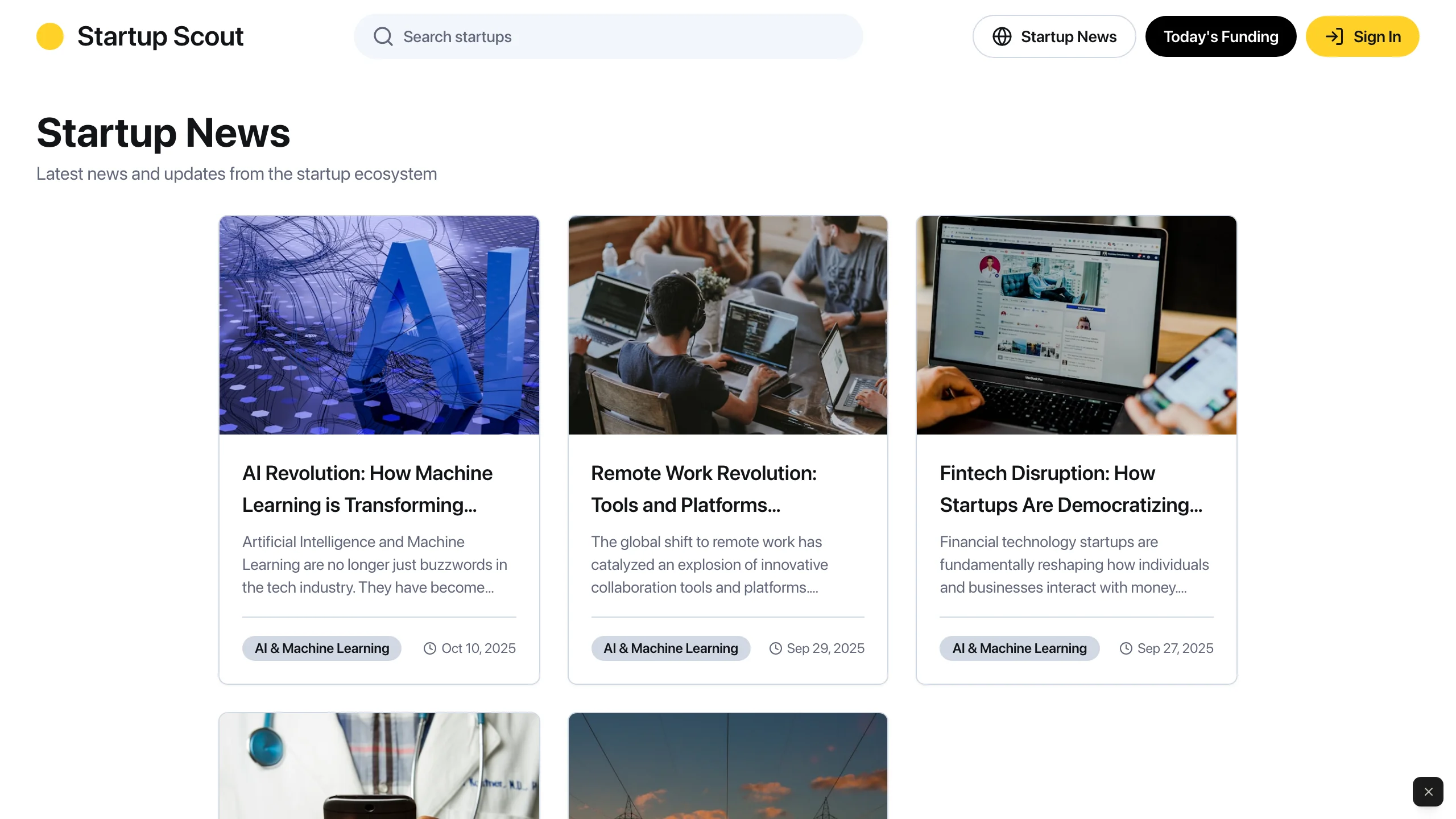 Loading preview of Scout - Startup Funding Tracker & News Platform Template